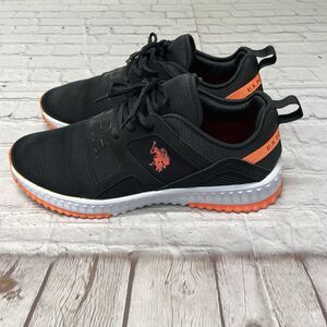 U.S. POLO ASSN Women Size US 9.5 Black Orange Sneakers Lightweight Running Shoes